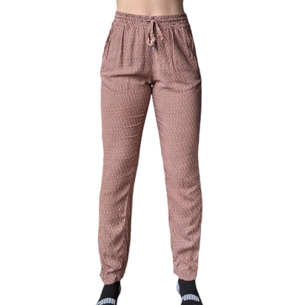 Yessica Rust Patterned Cuffed Flowy Pants Women Size Small
